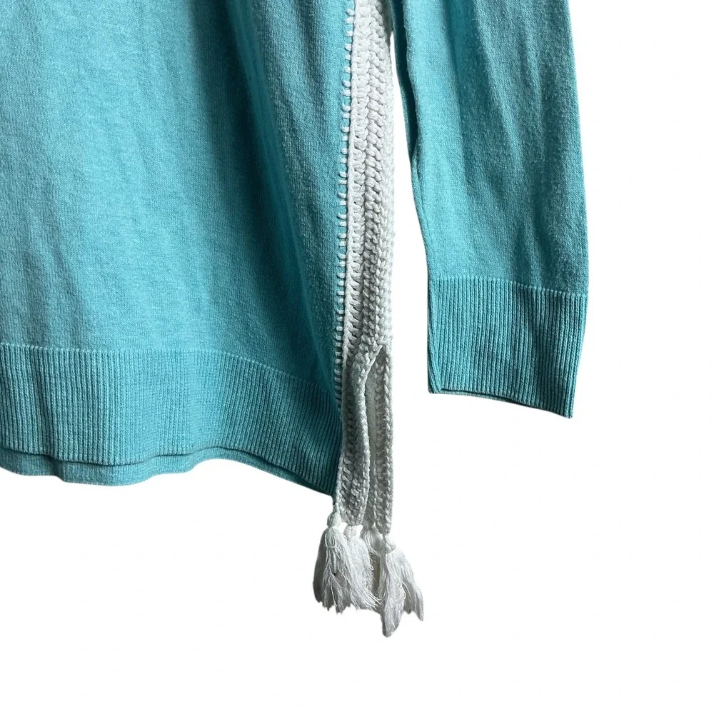 Lilly Pulitzer Small Damara Sweater Heathers Bayside Blue Tassels